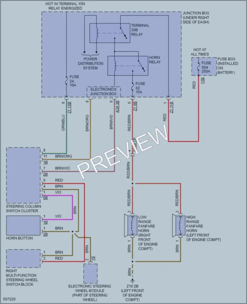 2016 BMW 650iGranCoupe Horn wiring diagram preview