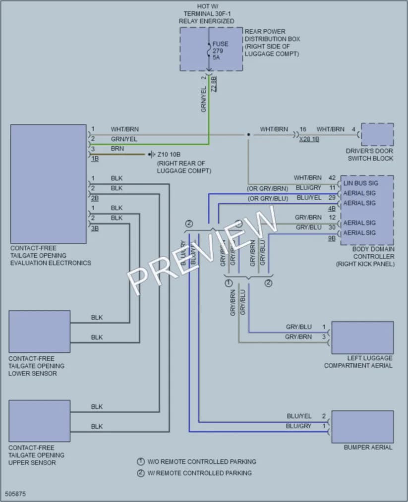 2016 BMW 740i Trunk Tailgate Fuel Door wiring diagram preview