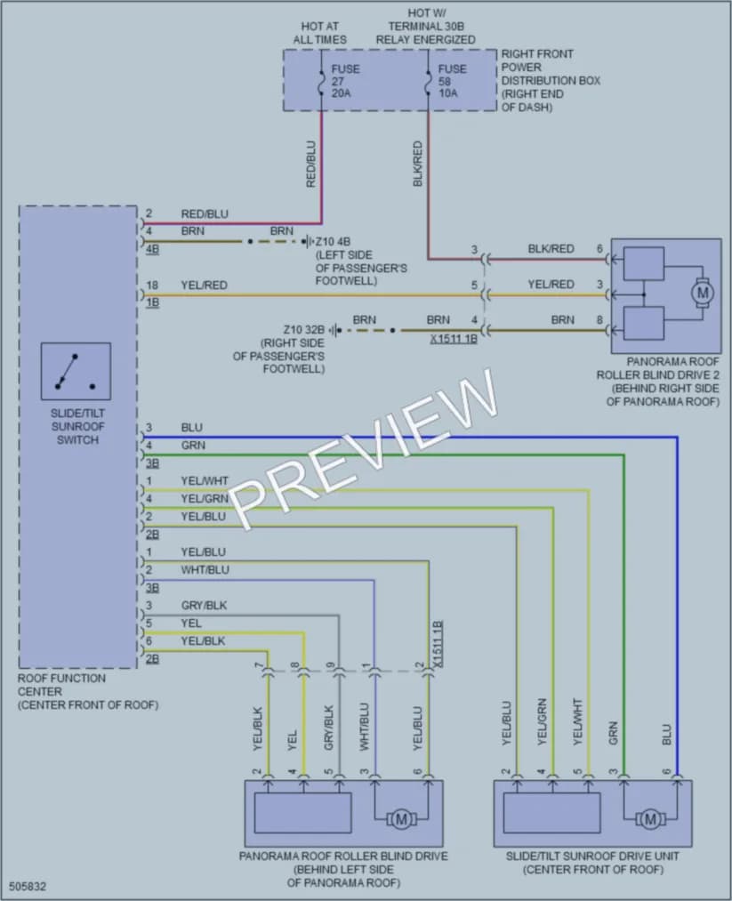 2016 BMW 750Li Power Top Sunroof wiring diagram preview