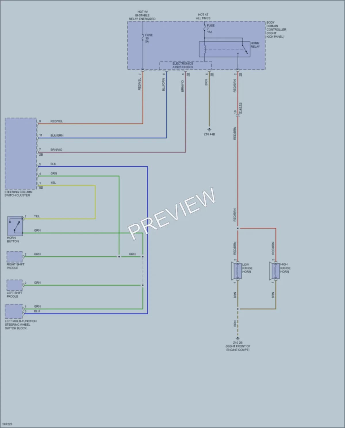 2016 BMW 750i Horn wiring diagram preview