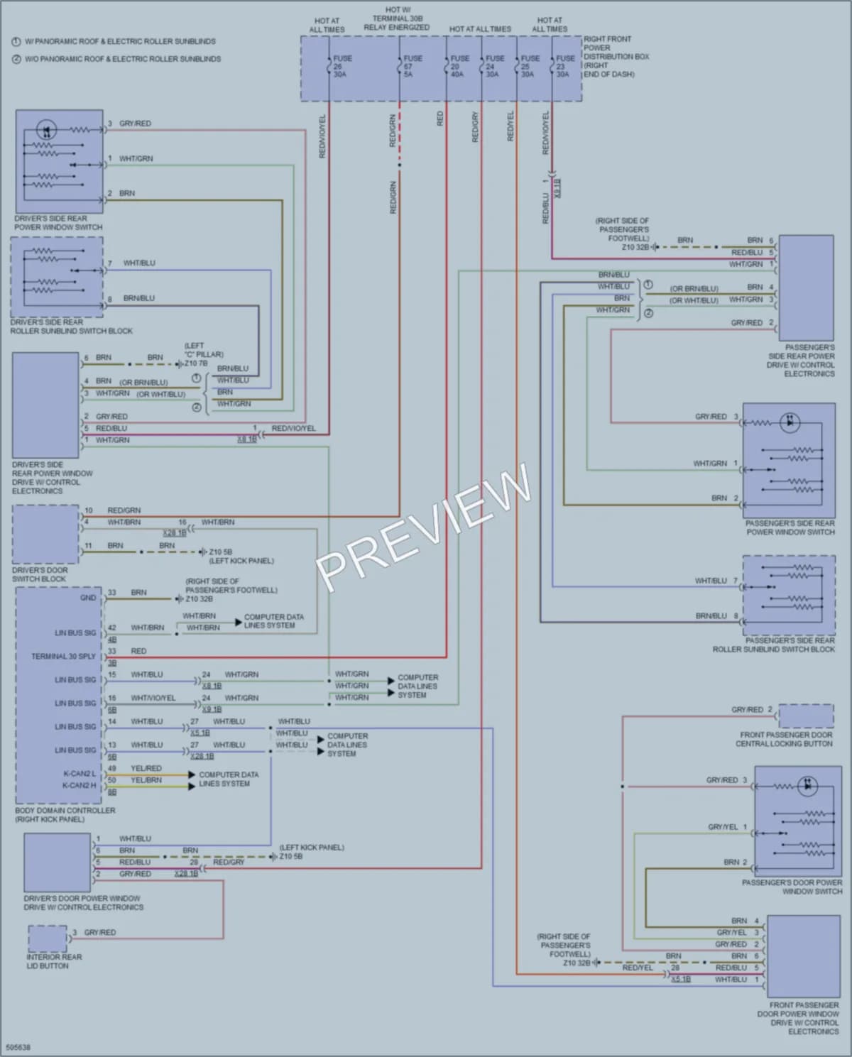 2016 BMW 750i Power Windows wiring diagram preview