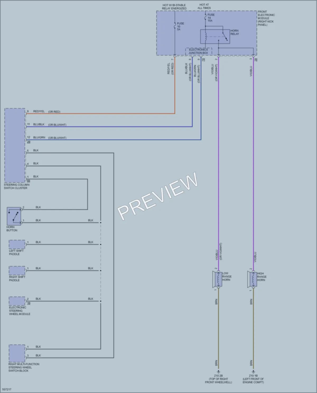 2016 BMW M235i Horn wiring diagram preview
