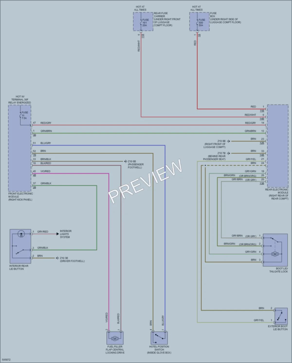 2016 BMW M235i Trunk Tailgate Fuel Door wiring diagram preview
