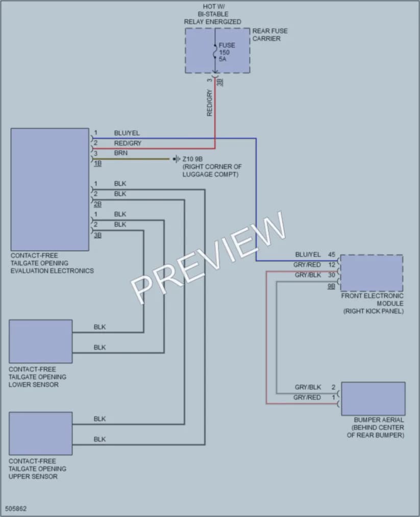2016 BMW M4 Trunk Tailgate Fuel Door wiring diagram preview