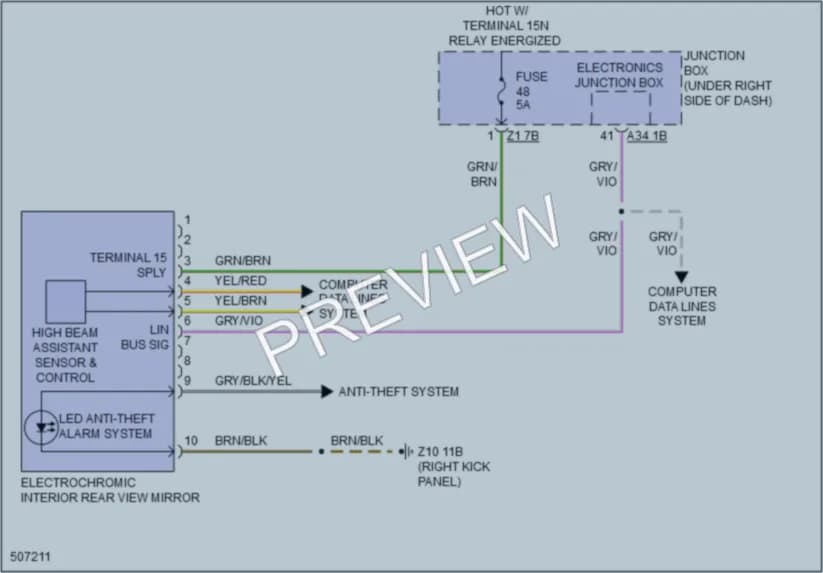 2016 BMW M6 Power Mirrors wiring diagram preview