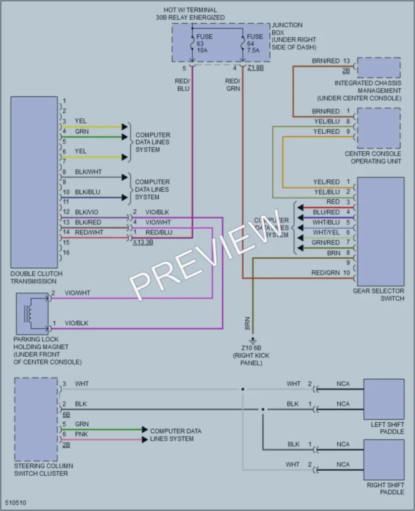 2016 BMW M6 Transmission wiring diagram preview
