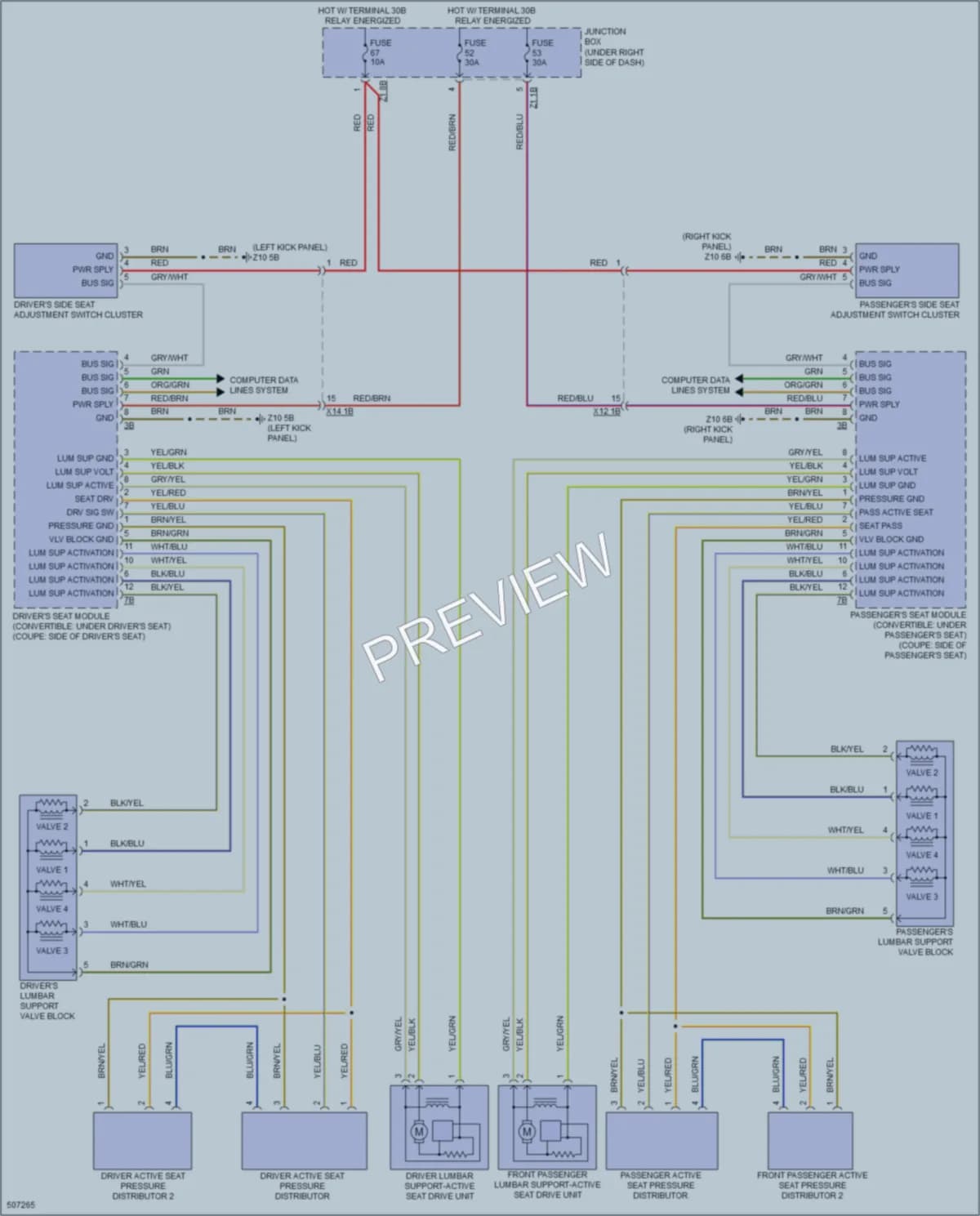 2016 BMW M6GranCoupe Power Seats wiring diagram preview