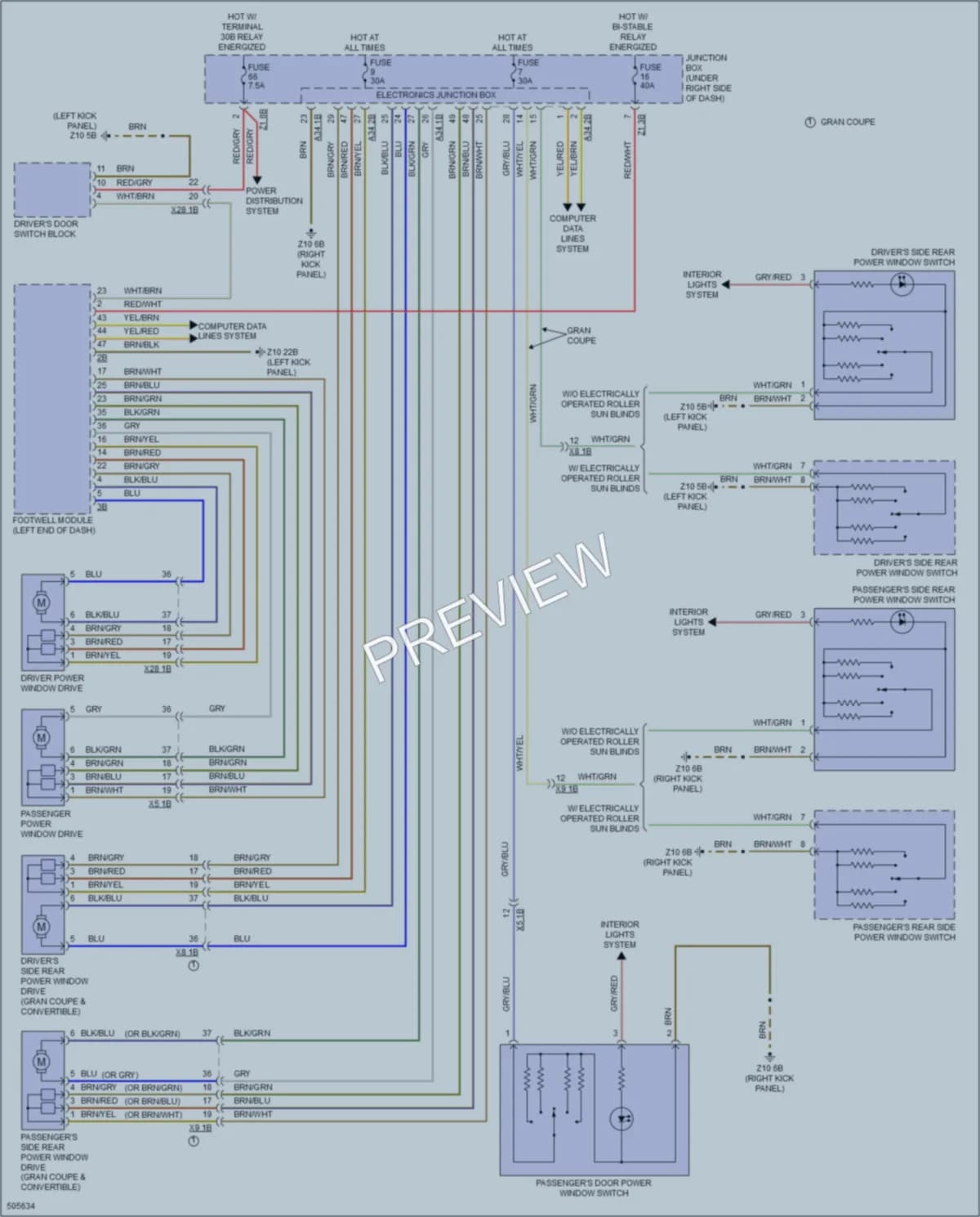 2016 BMW M6GranCoupe Power Windows wiring diagram preview