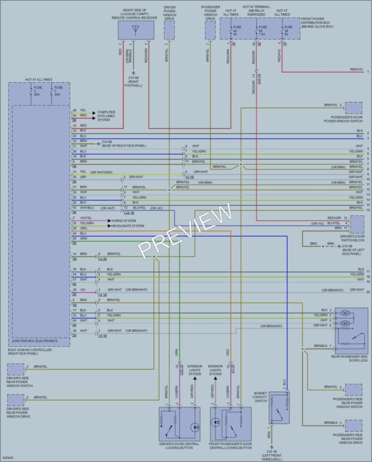 2016 BMW X1 Power Door Locks wiring diagram preview