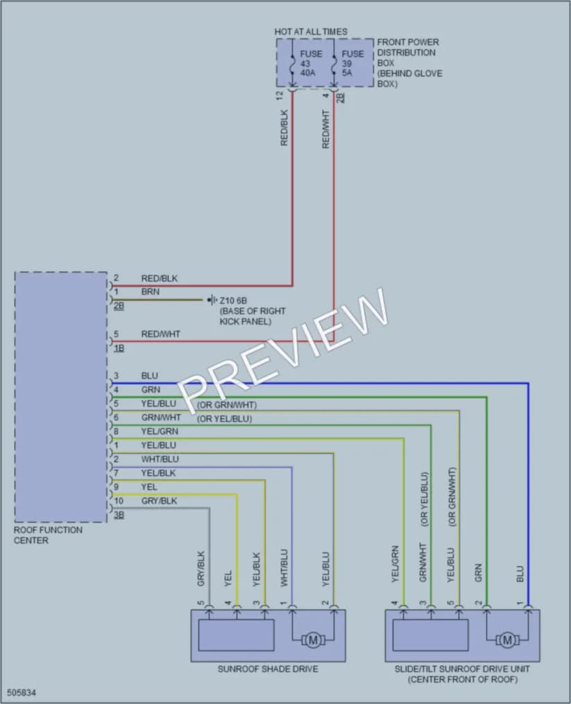 2016 BMW X1 Power Top Sunroof wiring diagram preview