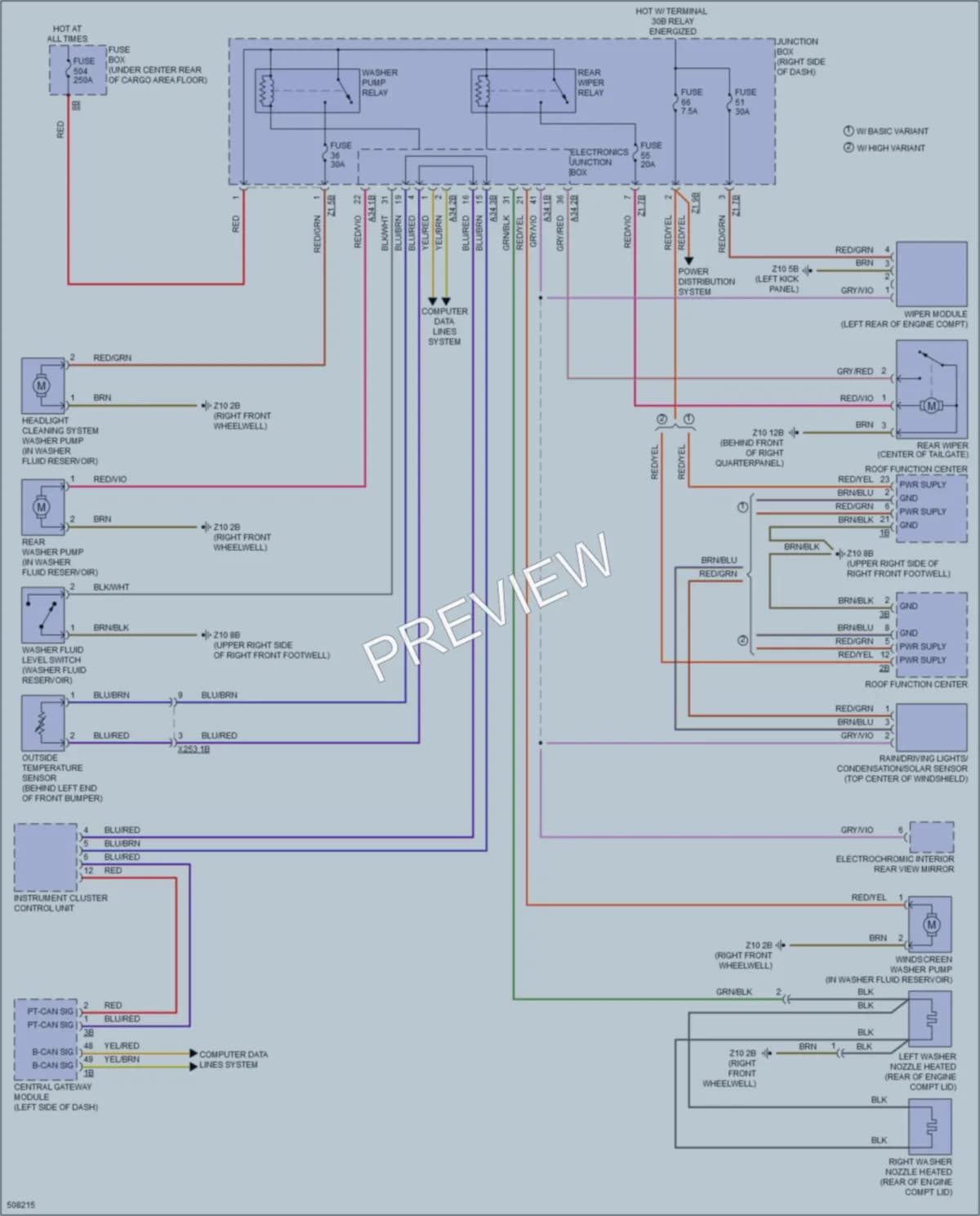2016 BMW X3 Wiper Washer wiring diagram preview