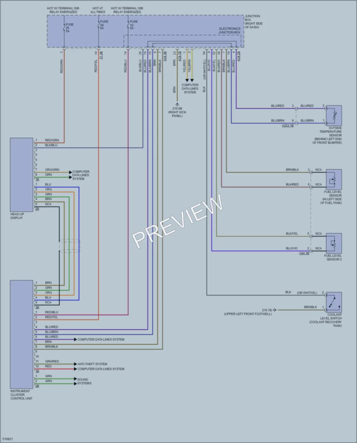 2016 BMW X4 Instrument Cluster wiring diagram preview