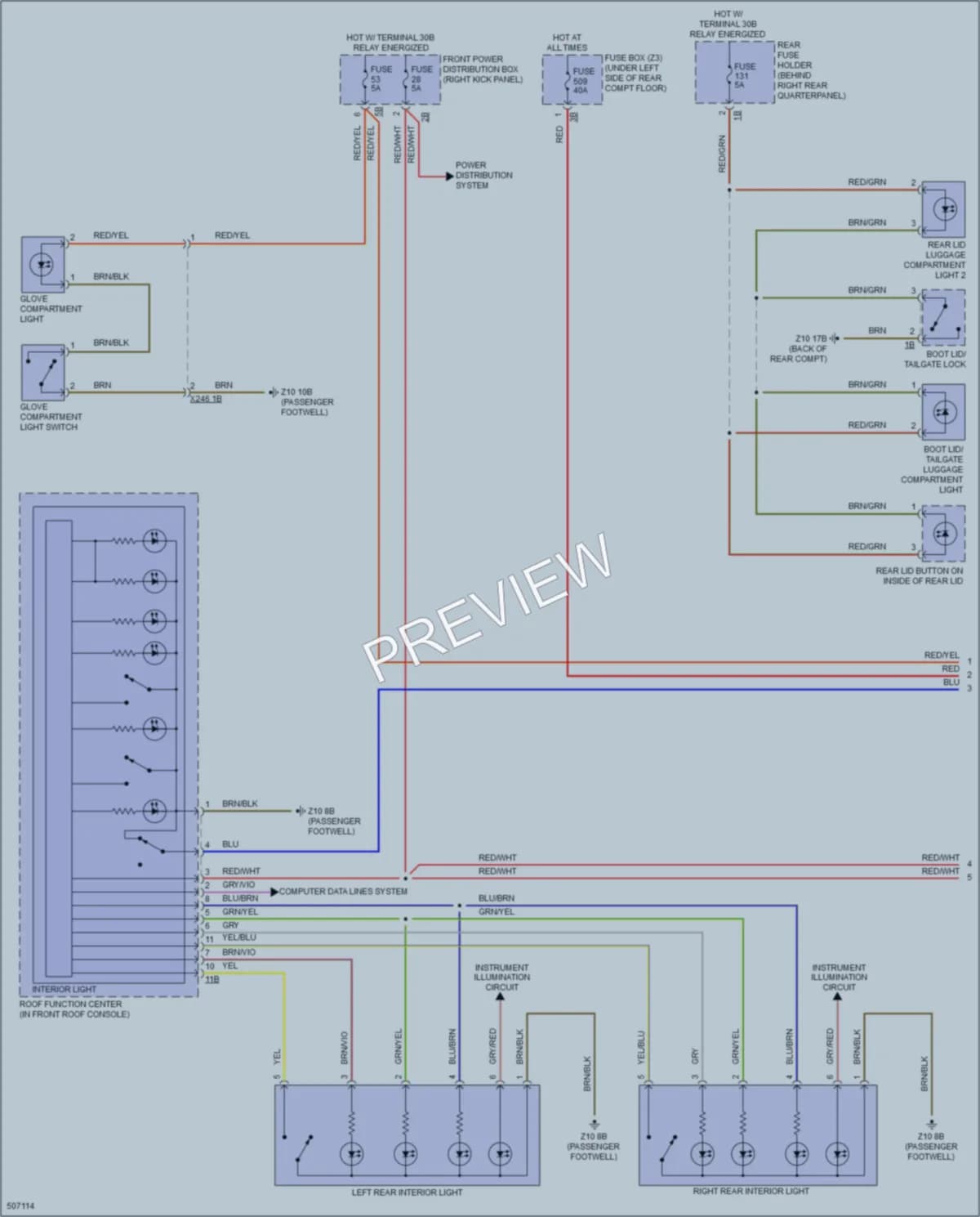 2016 BMW X5 Interior Lights wiring diagram preview