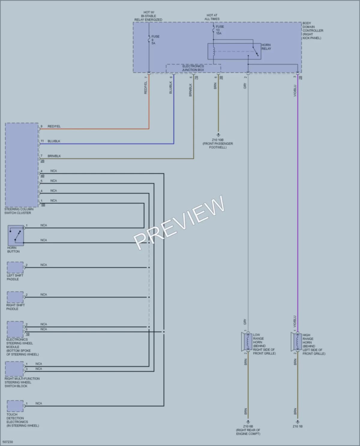 2016 BMW X6 Horn wiring diagram preview