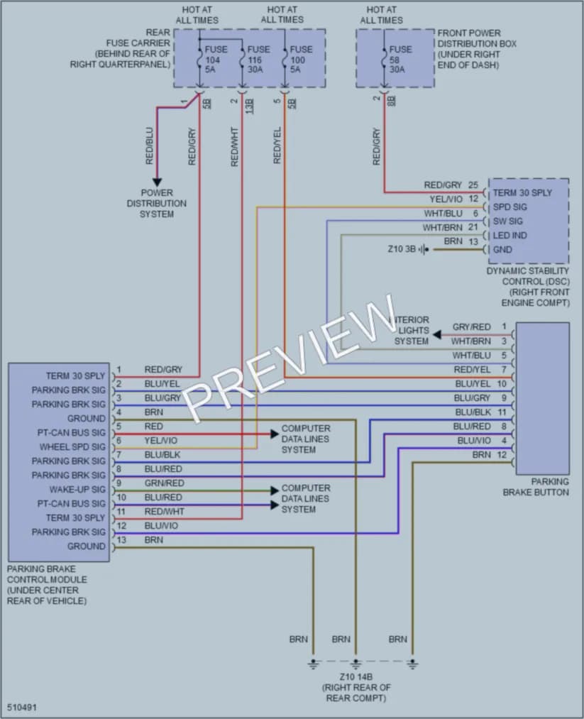 2016 BMW X6 Shift Interlock wiring diagram preview