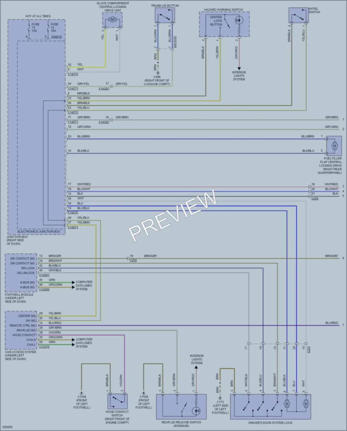 2016 BMW Z4 Power Door Locks wiring diagram preview