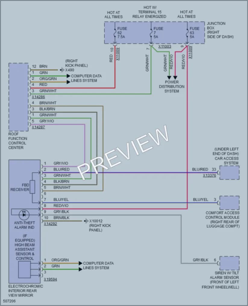 2016 BMW Z4 Power Mirrors wiring diagram preview