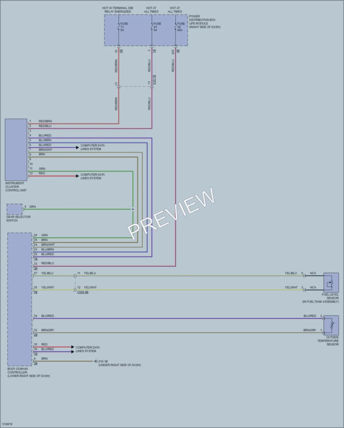 2016 BMW i3 Instrument Cluster wiring diagram preview