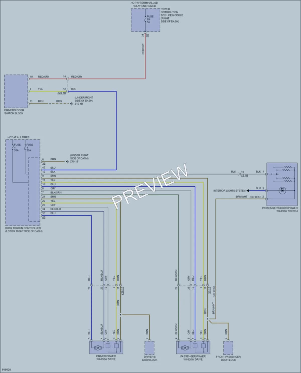 2016 BMW i3 Power Windows wiring diagram preview