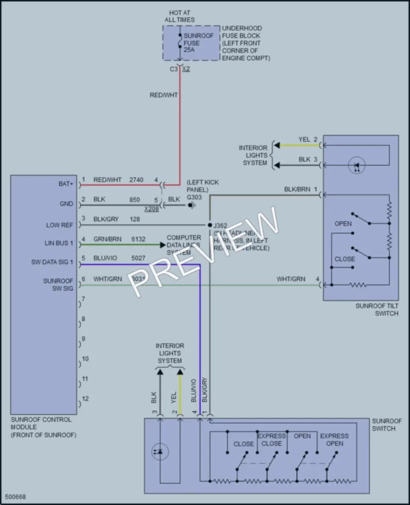 2016 Buick Encore Power Top Sunroof wiring diagram preview