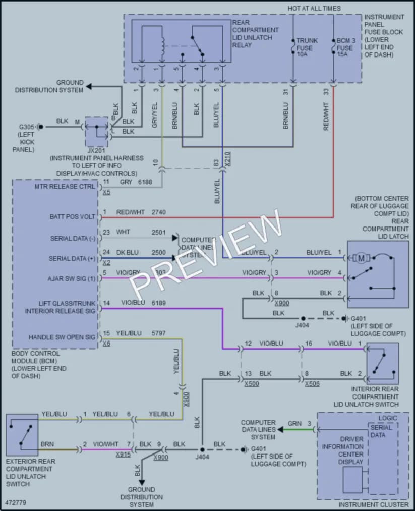 2016 Buick LaCrosse Trunk Tailgate Fuel Door wiring diagram preview