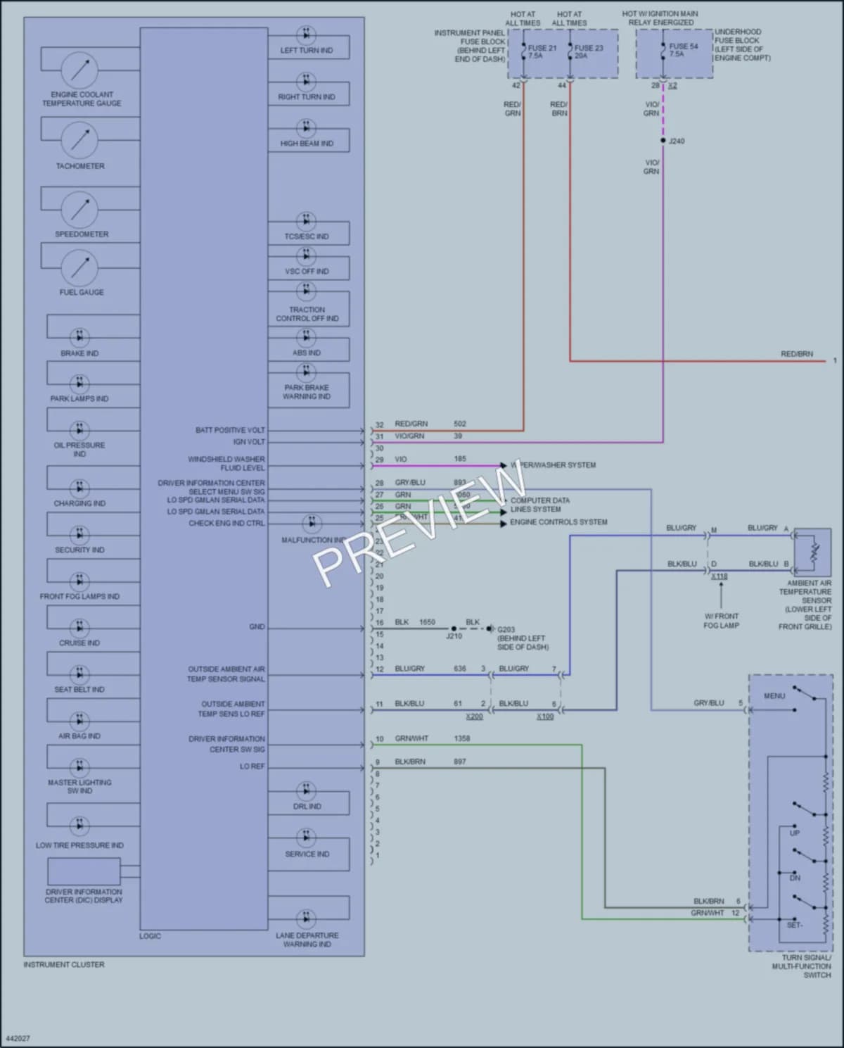 2016 Buick Verano Instrument Cluster wiring diagram preview