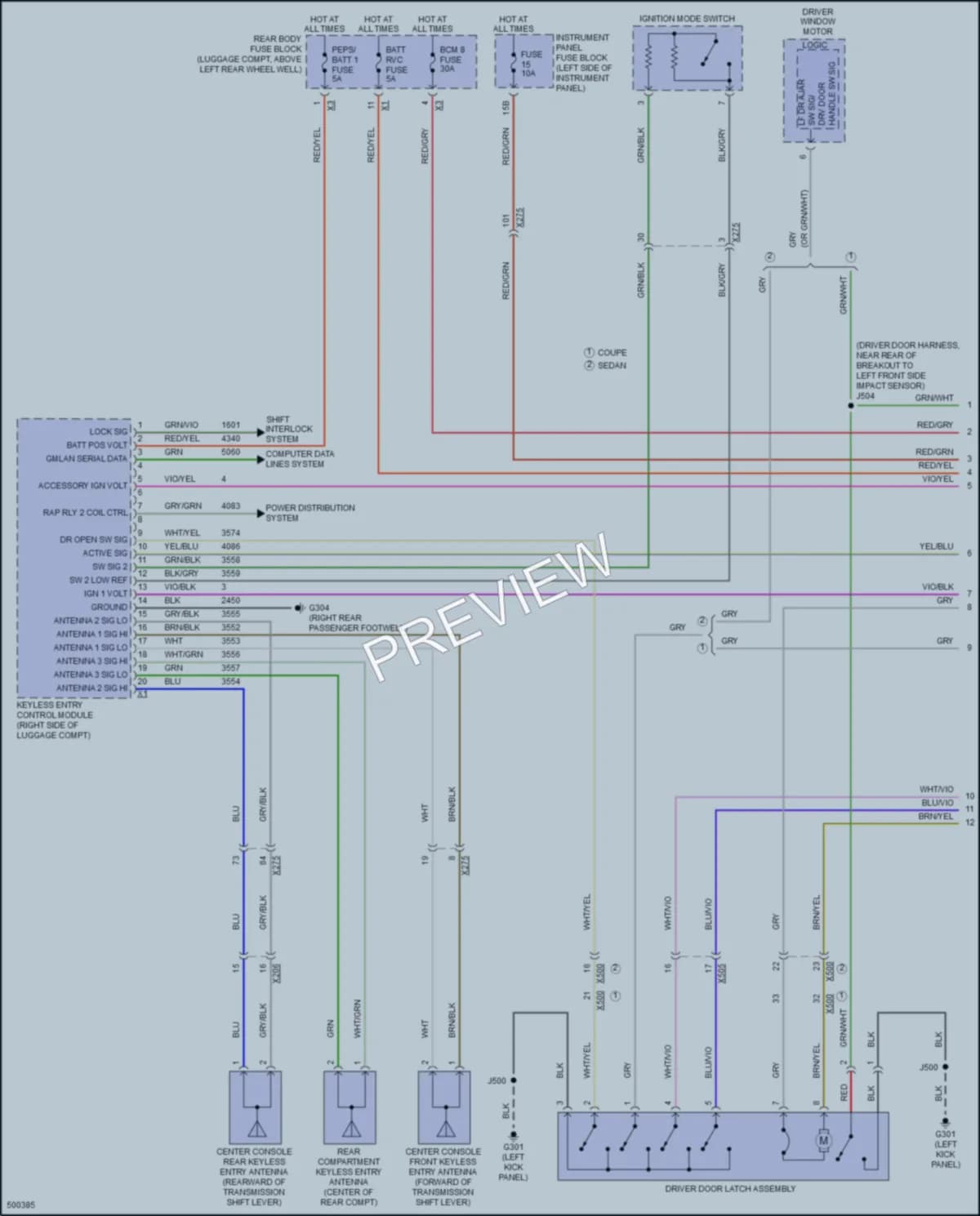2016 Cadillac ATSV Power Door Locks wiring diagram preview