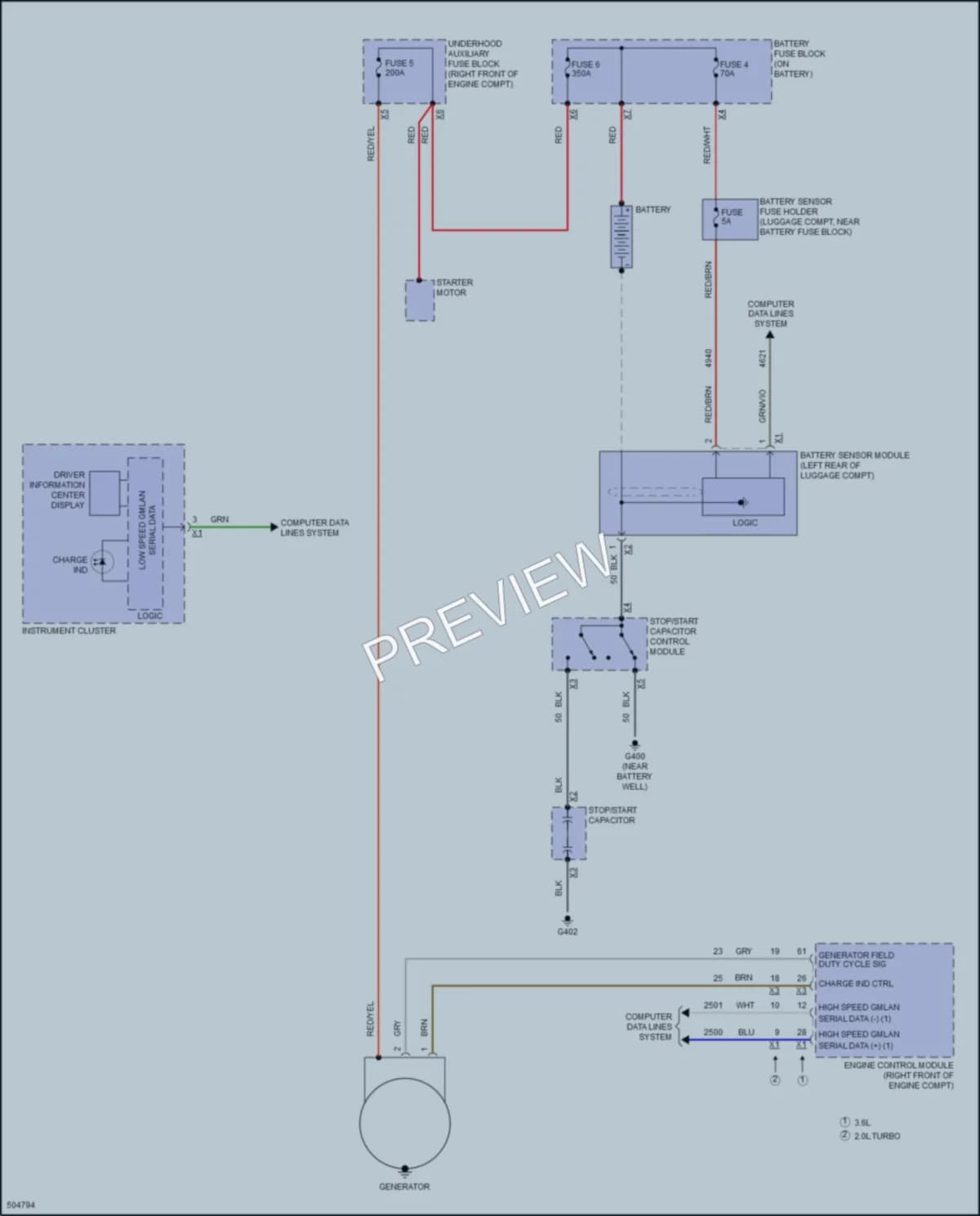 2016 Cadillac ATSV Starting Charging wiring diagram preview