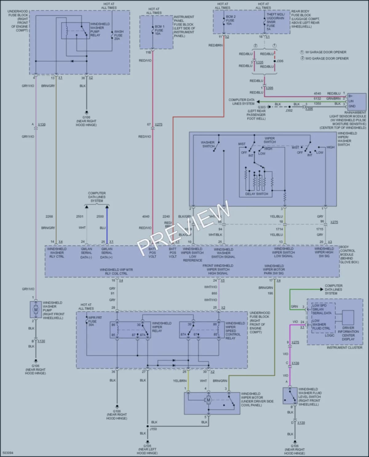 2016 Cadillac ATSV Wiper Washer wiring diagram preview