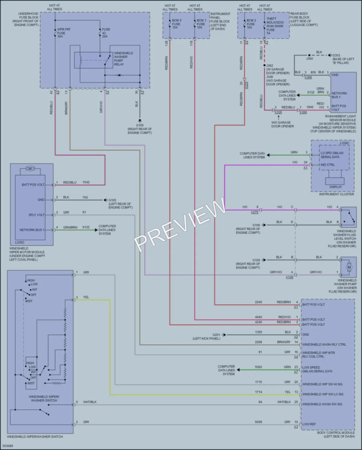 2016 Cadillac CTS Wiper Washer wiring diagram preview