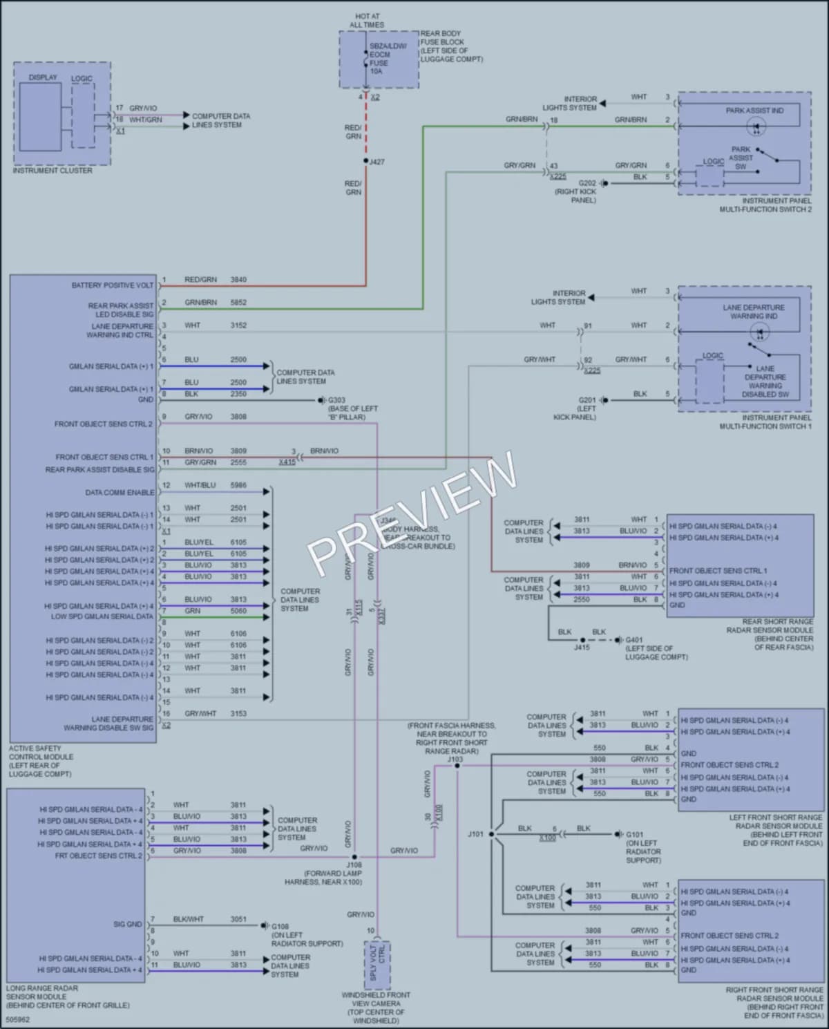 2016 Cadillac CTSV Instrument Cluster wiring diagram preview