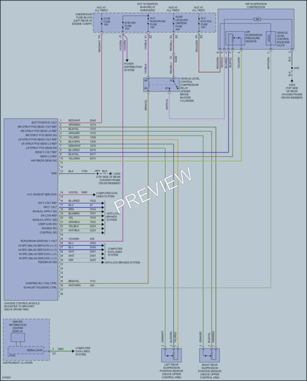 2016 Cadillac Escalade Electronic Suspension wiring diagram preview