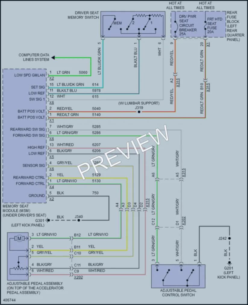 2016 Cadillac SRX Memory Systems wiring diagram preview