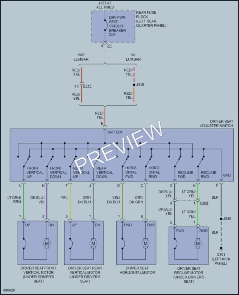 2016 Cadillac SRX Power Seats wiring diagram preview