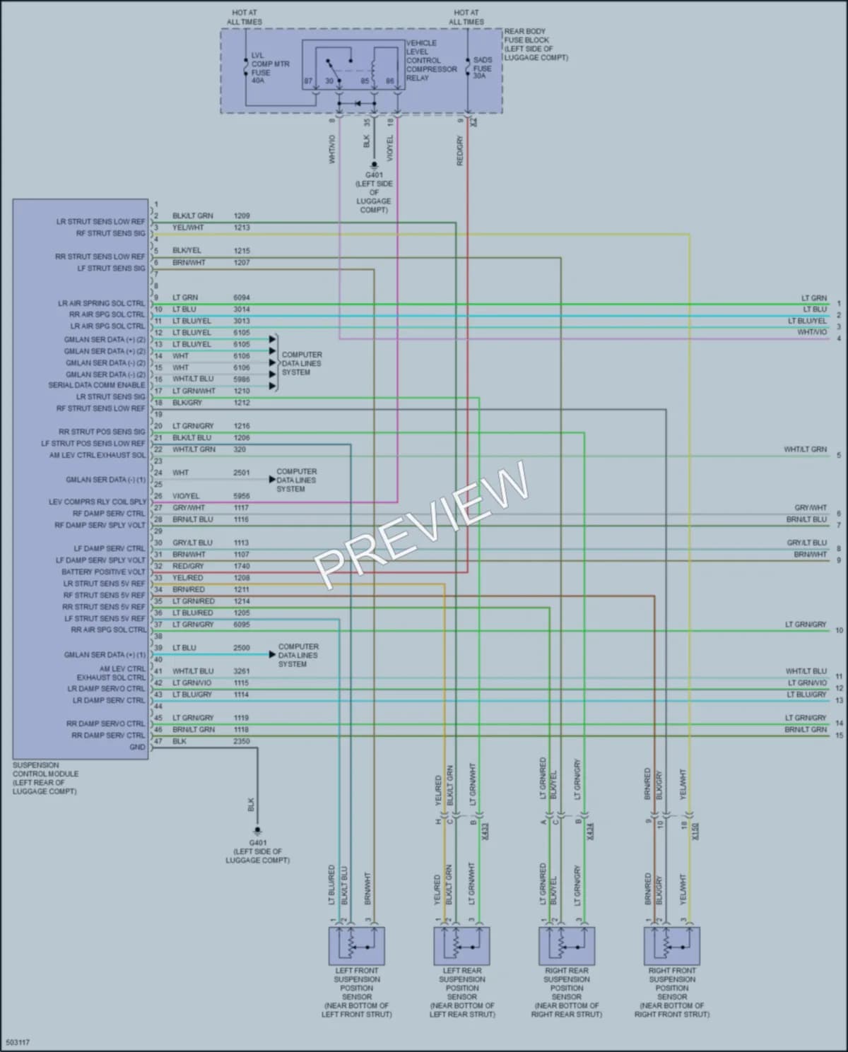 2016 Cadillac XTS Electronic Suspension wiring diagram preview
