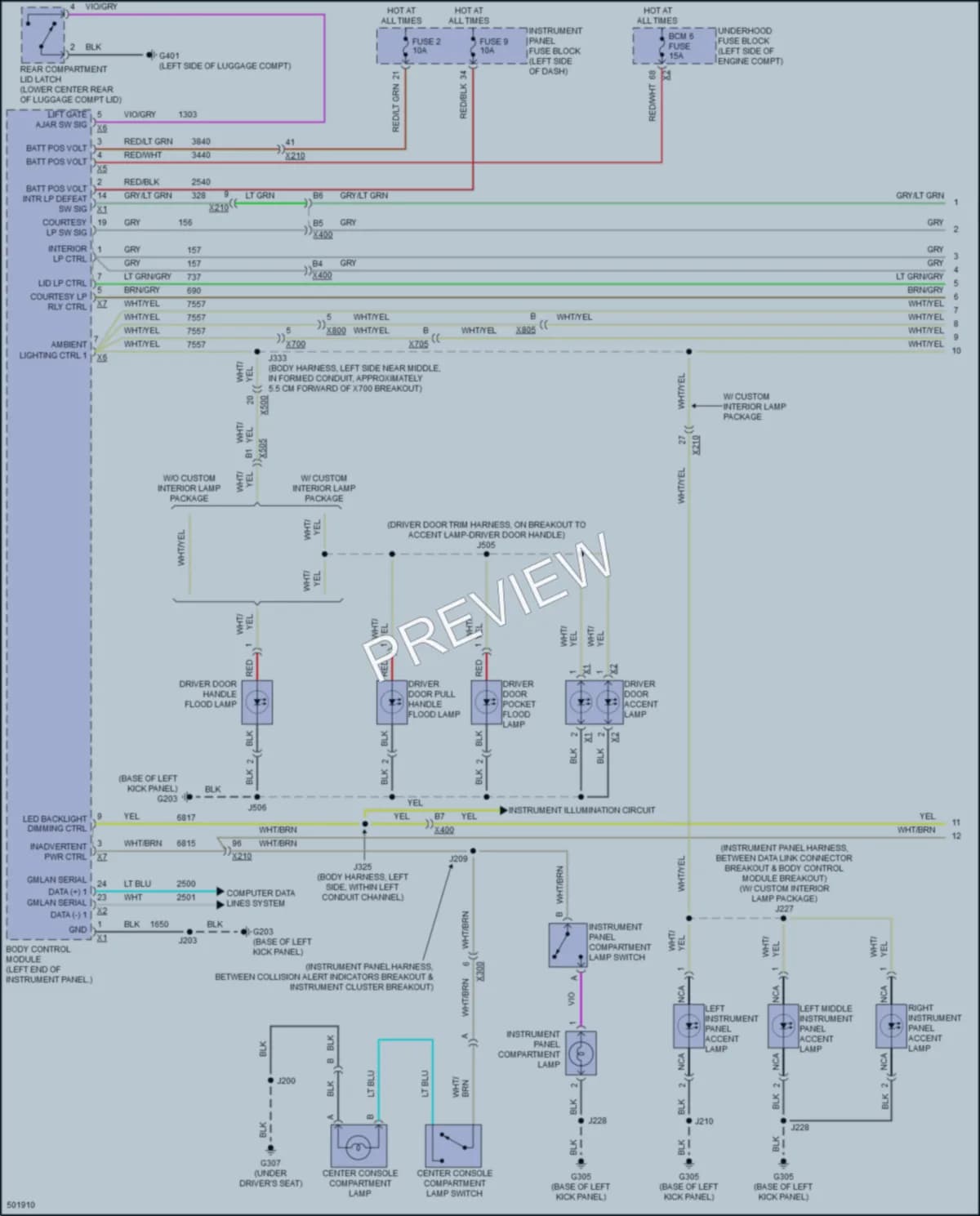 2016 Cadillac XTS Interior Lights wiring diagram preview