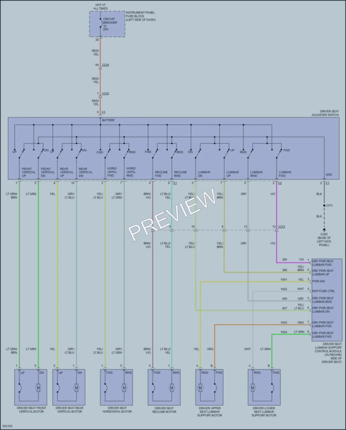 2016 Cadillac XTS Power Seats wiring diagram preview