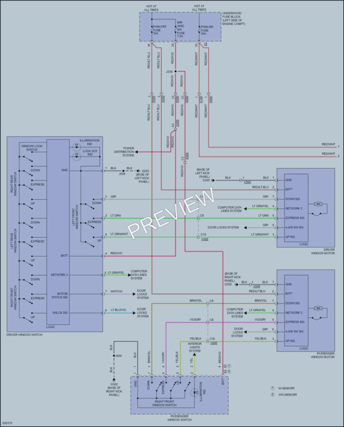 2016 Cadillac XTS Power Windows wiring diagram preview
