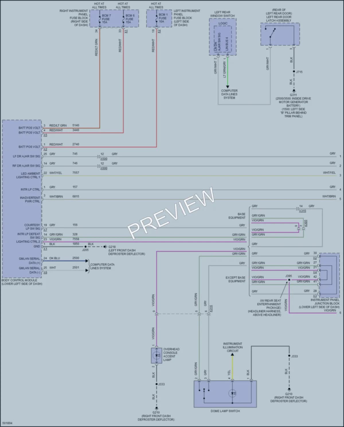 2016 Chevrolet 2500HDSilverado Interior Lights wiring diagram preview