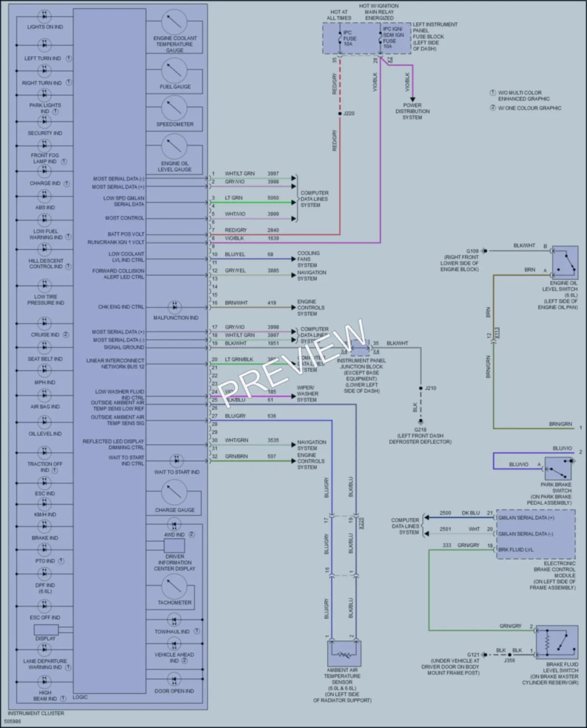 2016 Chevrolet 3500HDSilverado Instrument Cluster wiring diagram preview