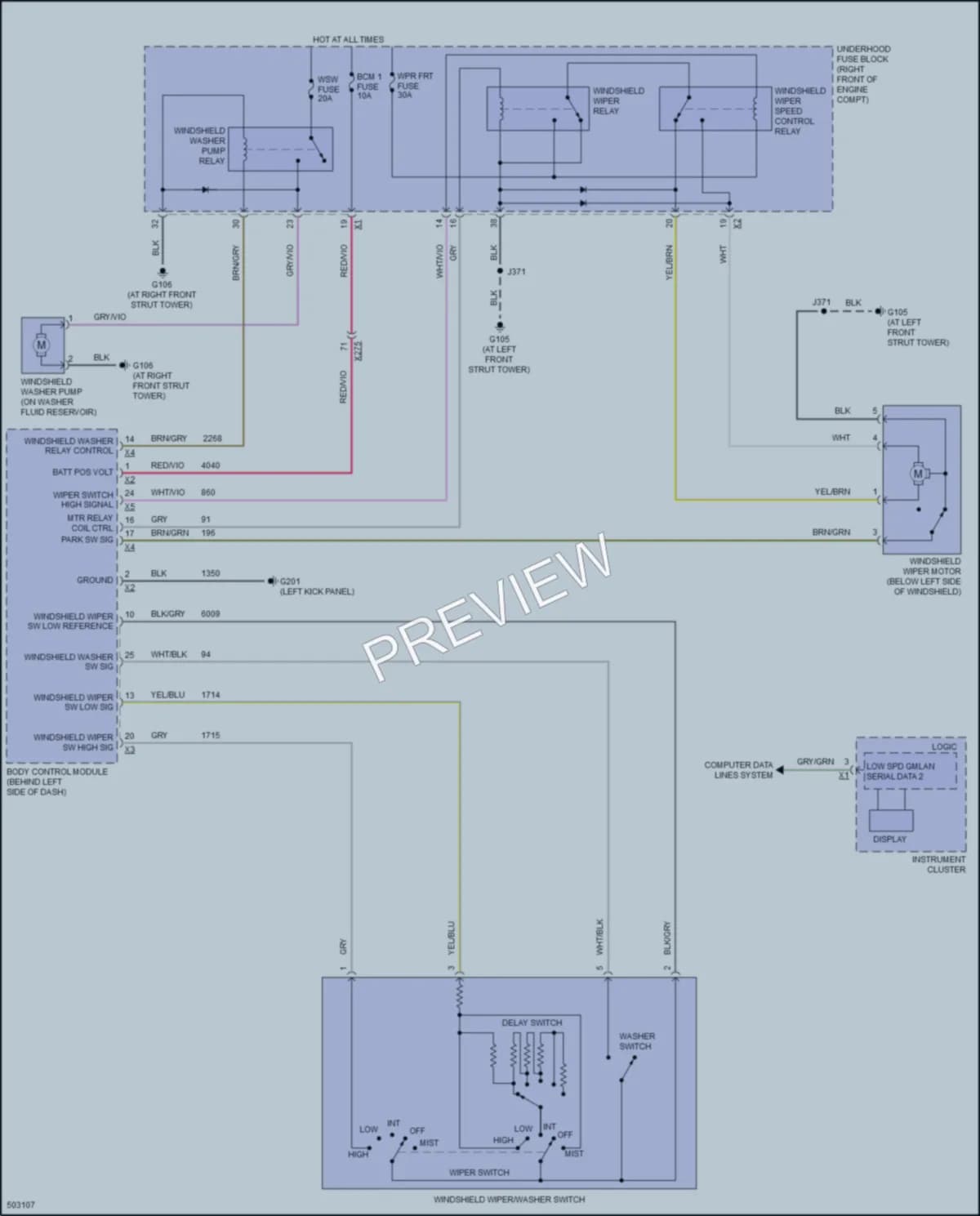 2016 Chevrolet Camaro Wiper Washer wiring diagram preview