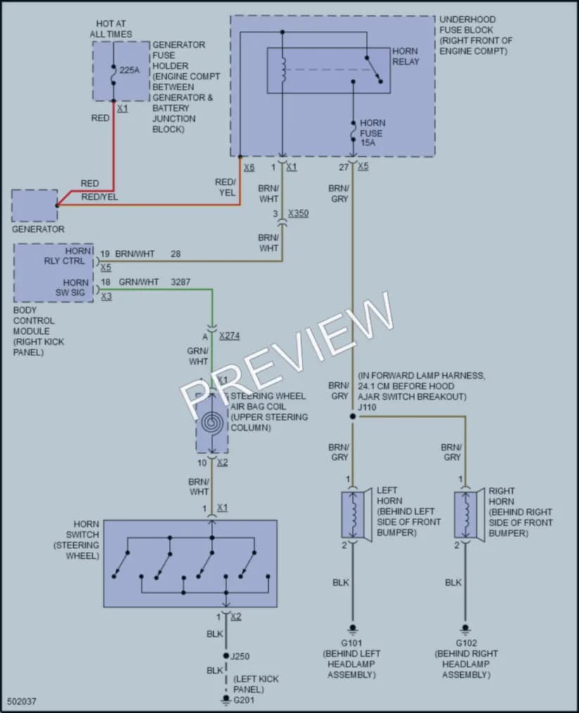 2016 Chevrolet CapricePPV Horn wiring diagram preview