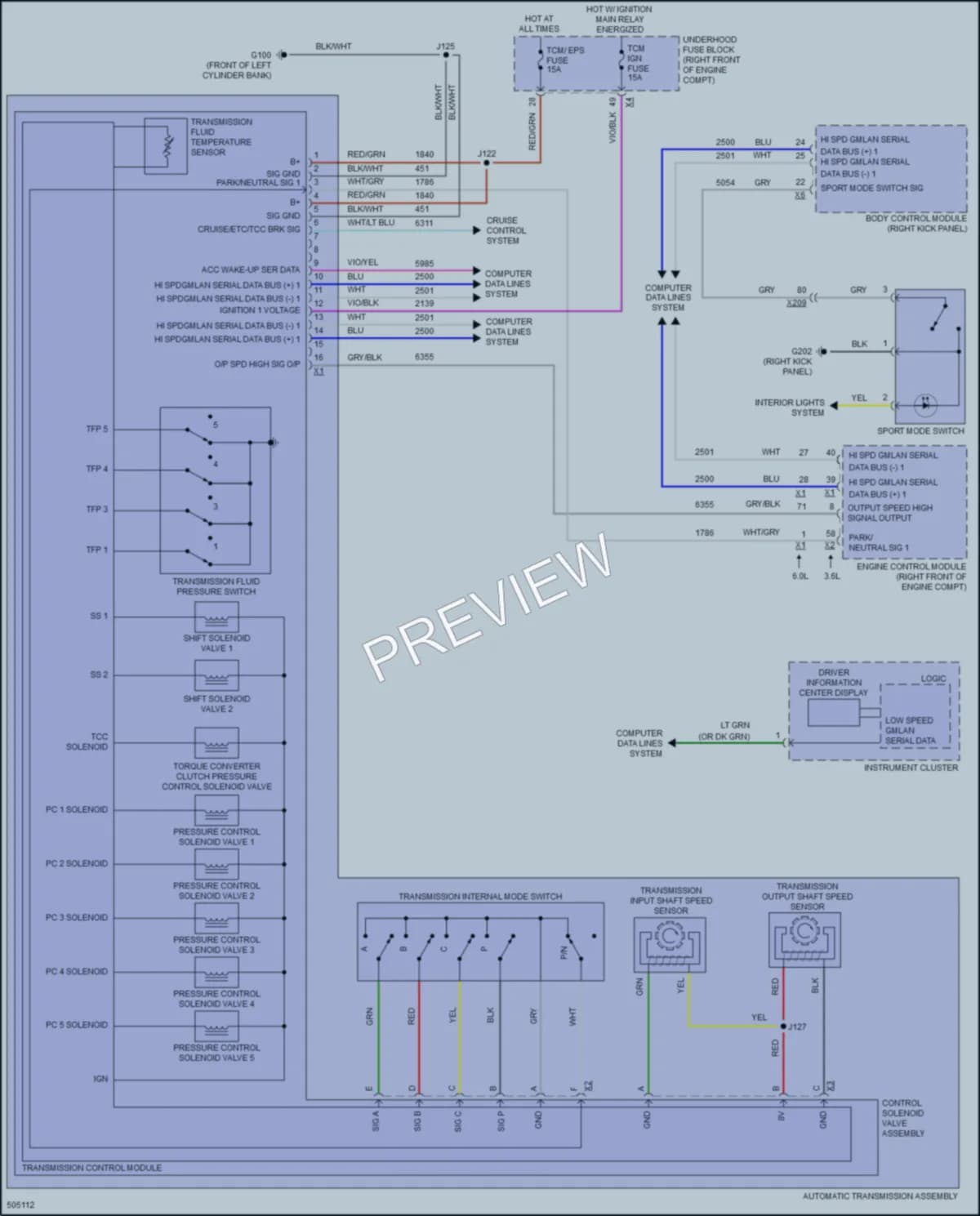2016 Chevrolet CapricePPV Transmission wiring diagram preview