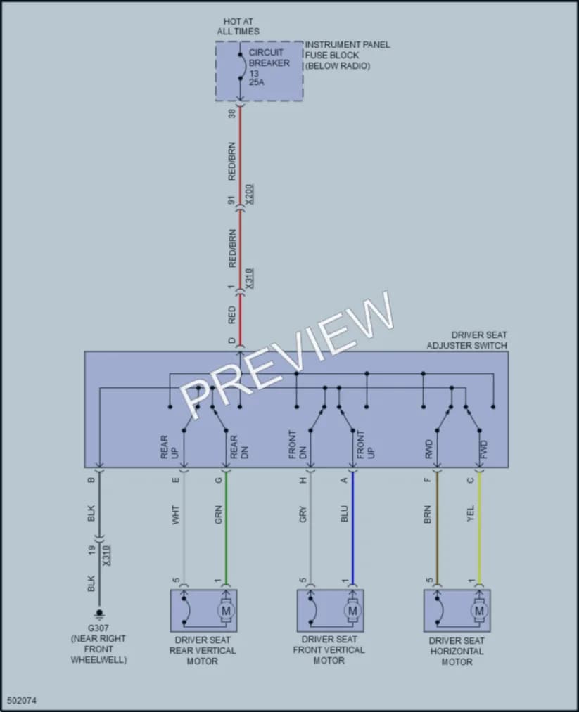 2016 Chevrolet Cruze Power Seats wiring diagram preview