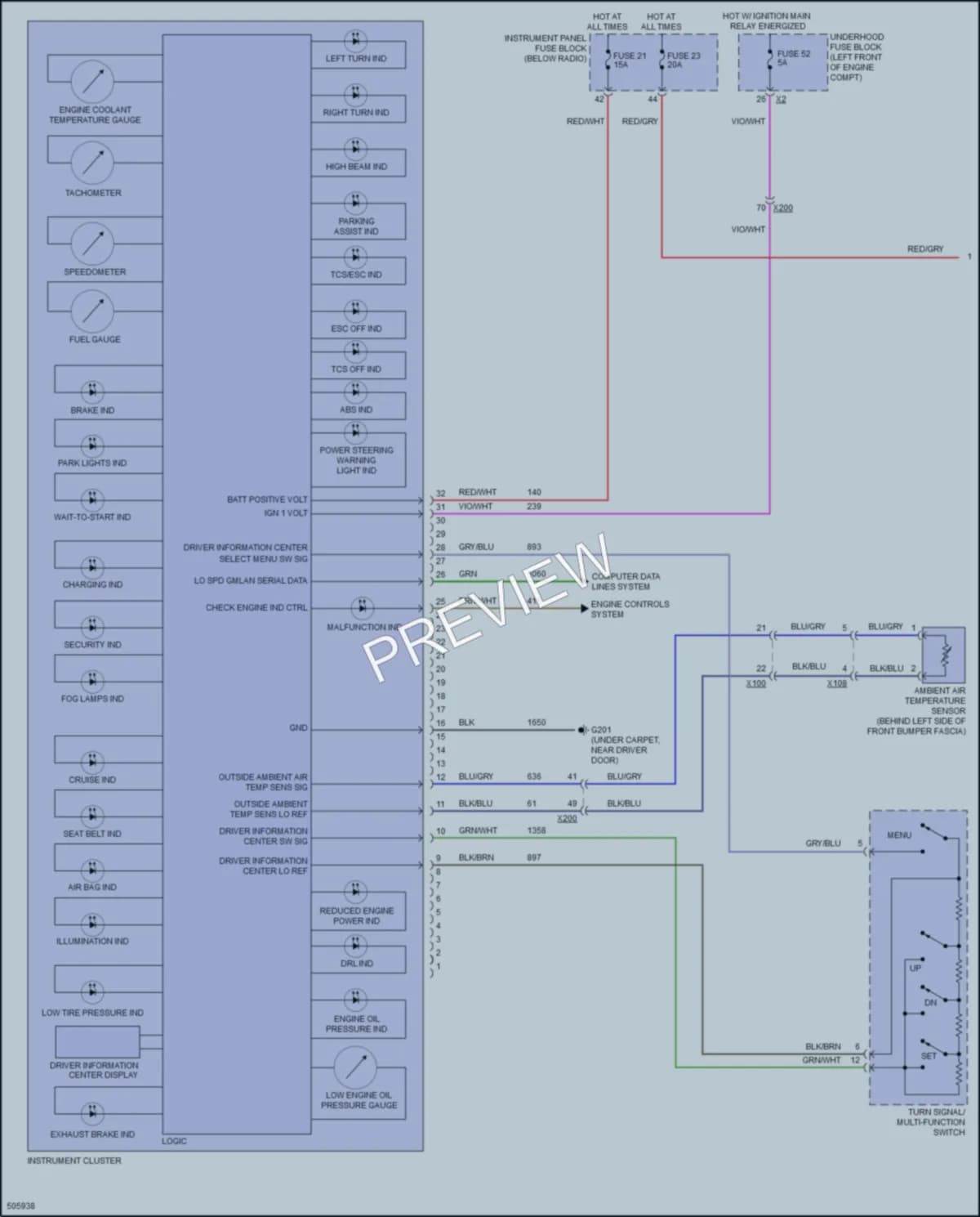 2016 Chevrolet CruzeLimited Instrument Cluster wiring diagram preview
