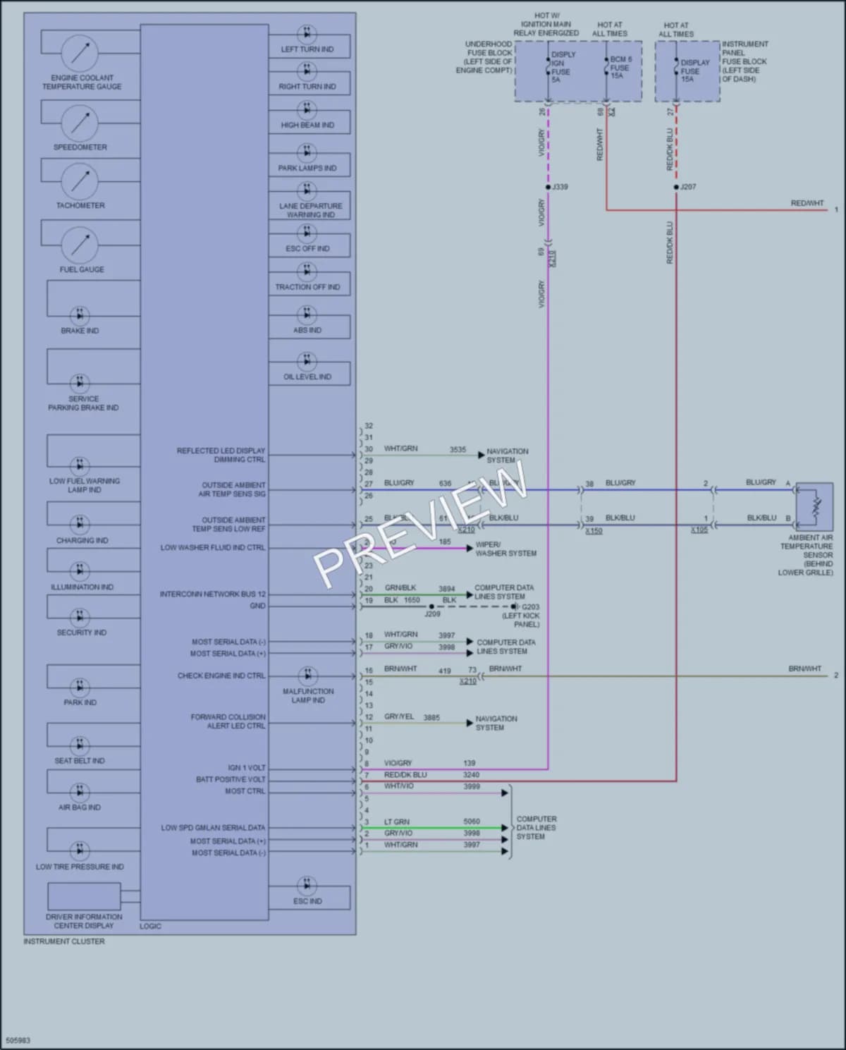 2016 Chevrolet Impala Instrument Cluster wiring diagram preview