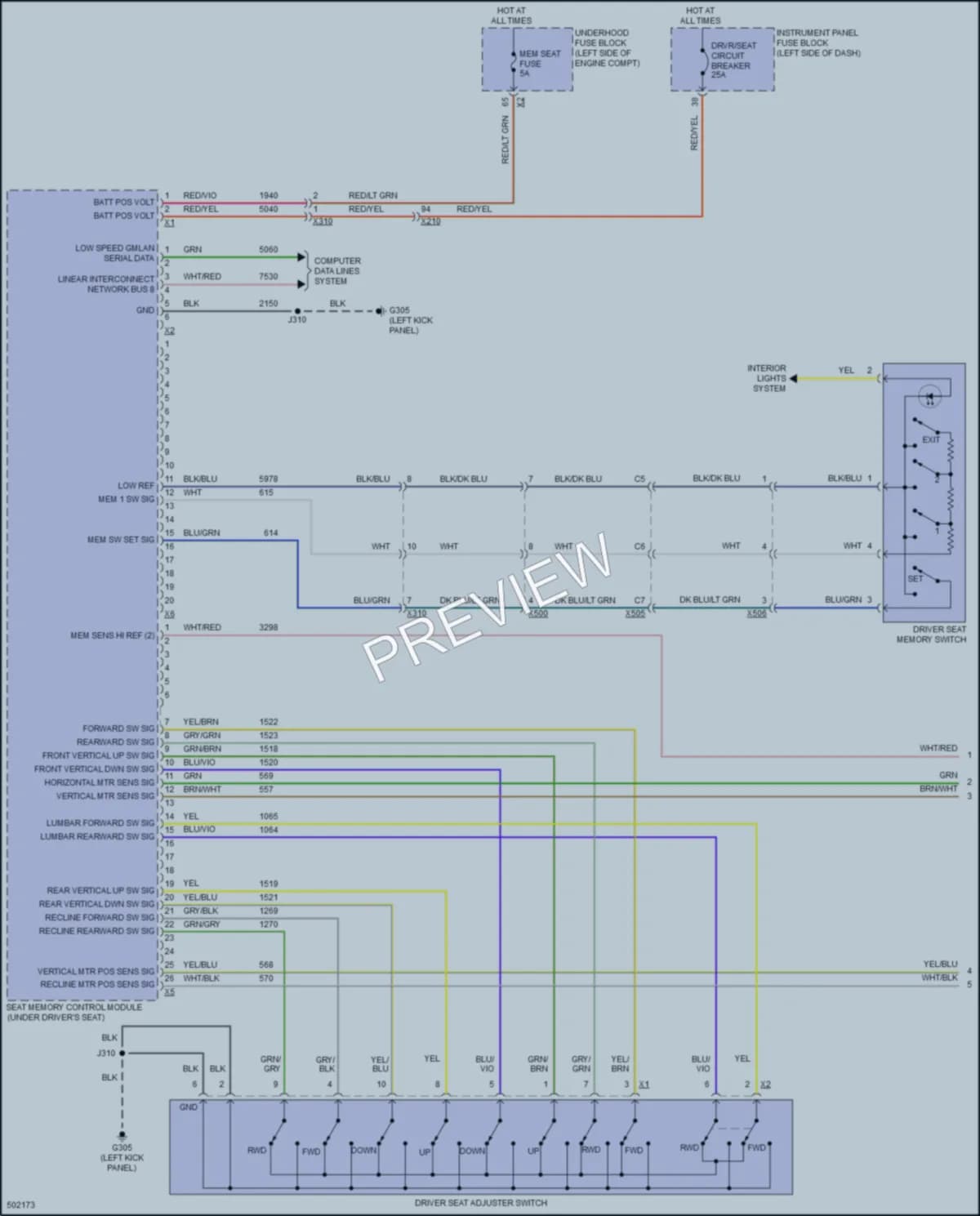 2016 Chevrolet Impala Memory Systems wiring diagram preview
