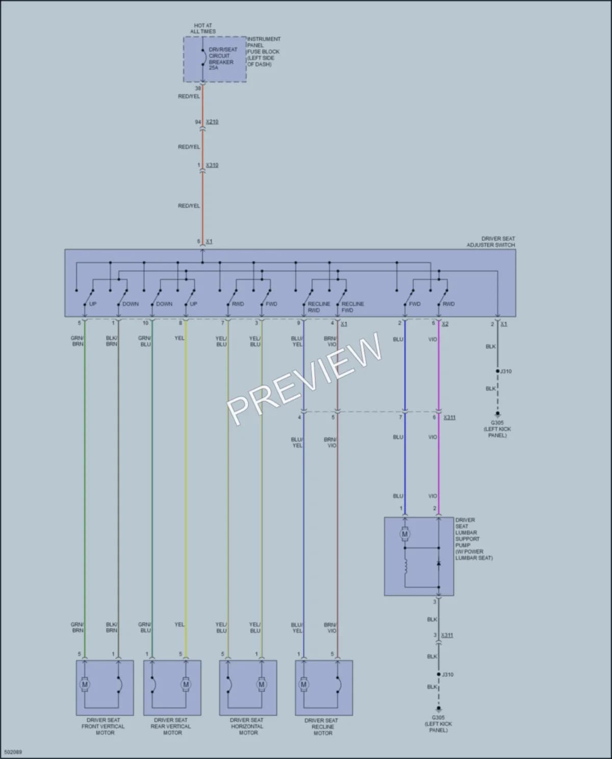 2016 Chevrolet Impala Power Seats wiring diagram preview