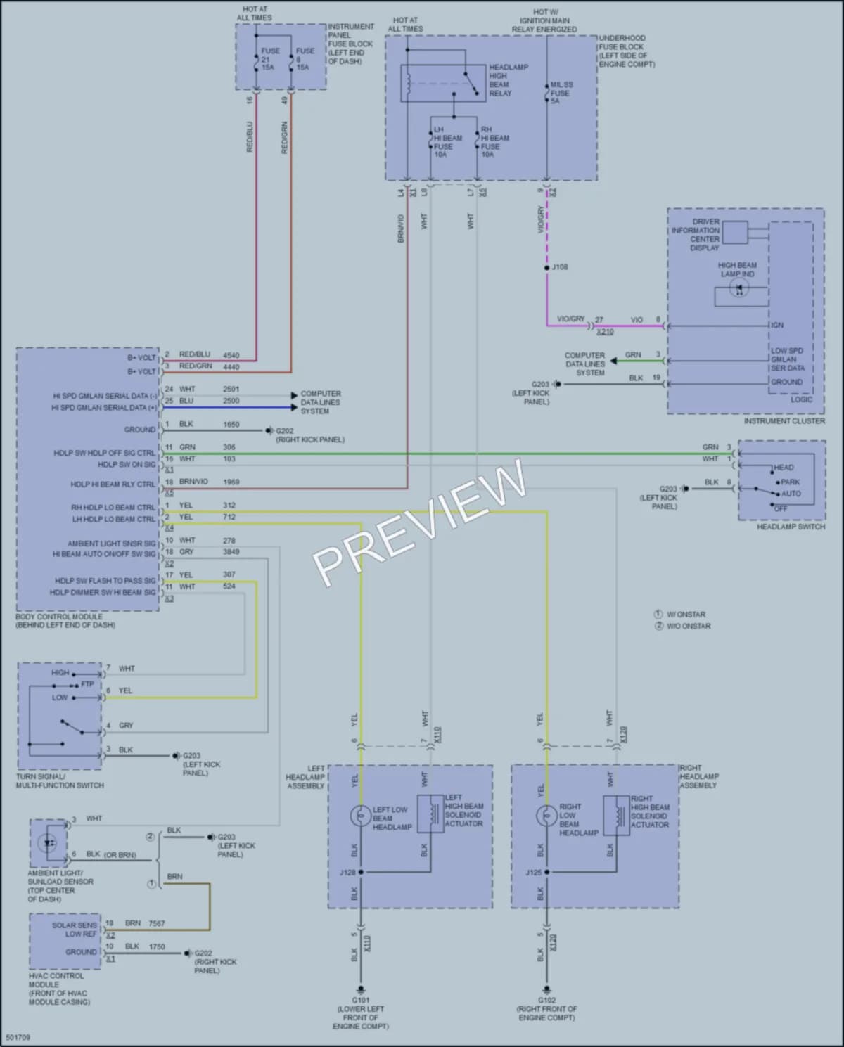 2016 Chevrolet Malibu Headlights wiring diagram preview