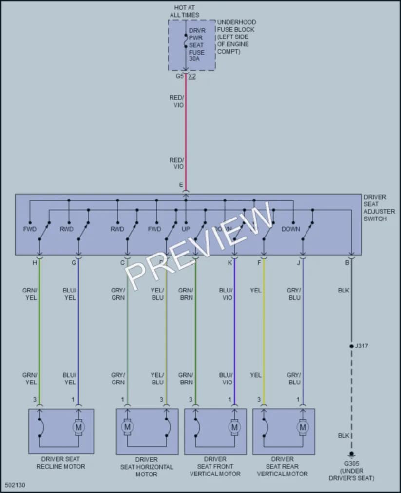 2016 Chevrolet Malibu Power Seats wiring diagram preview